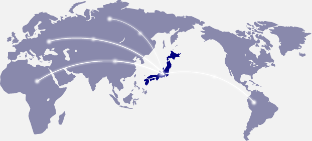 有限会社信栄商会の主要輸出国ネットワーク図